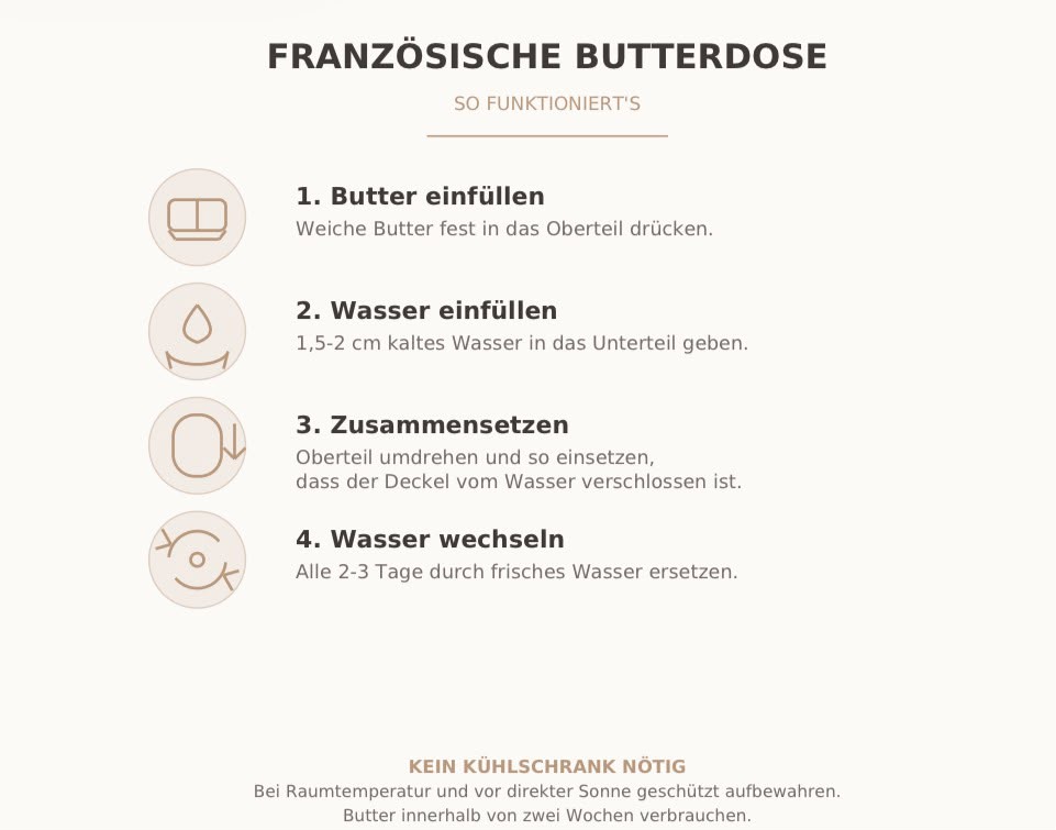 ALVA Französische Butterdose naturweiß halbglänzend – Bild 5