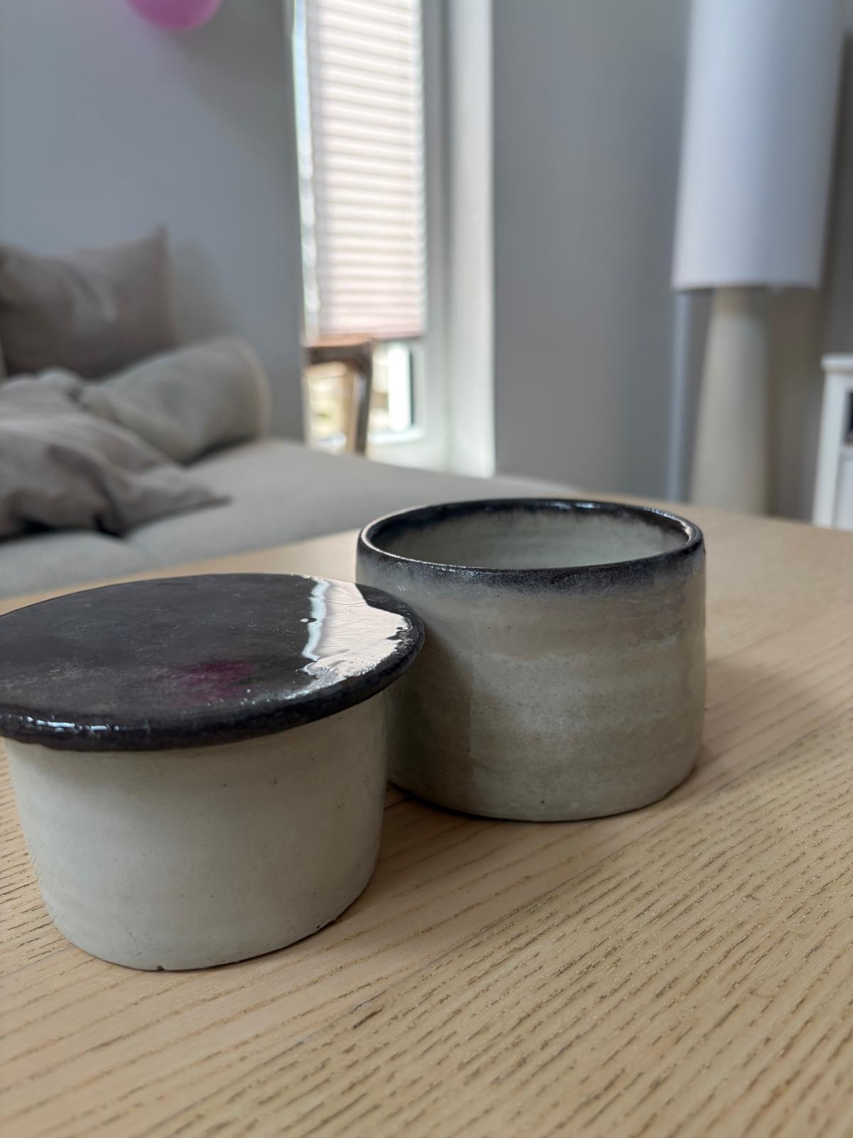 ALVA Französische Butterdose braun & naturweiß glänzend – Bild 5